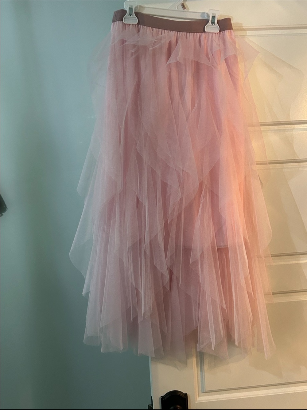 SHEIN Pink Layered Tulle Maxi Skirt